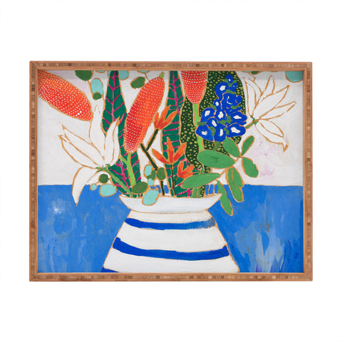 Lara Lee Meintjes Nautical Striped Vase of Flowers Rectangular Tray