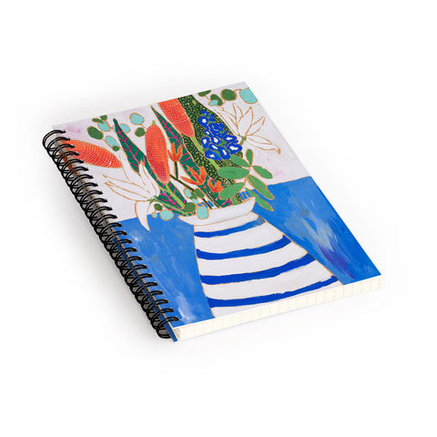 Lara Lee Meintjes Nautical Striped Vase of Flowers Spiral Notebook