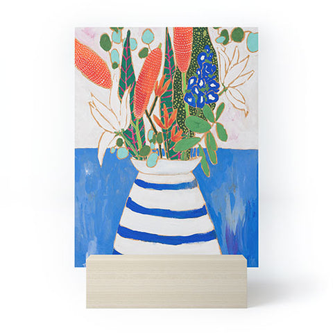 Lara Lee Meintjes Nautical Striped Vase of Flowers Mini Art Print