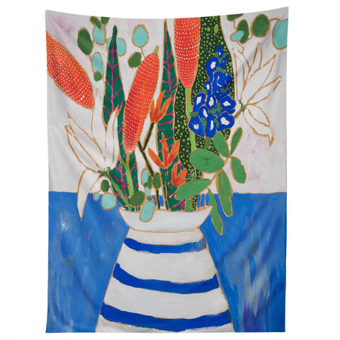 Lara Lee Meintjes Nautical Striped Vase of Flowers Tapestry