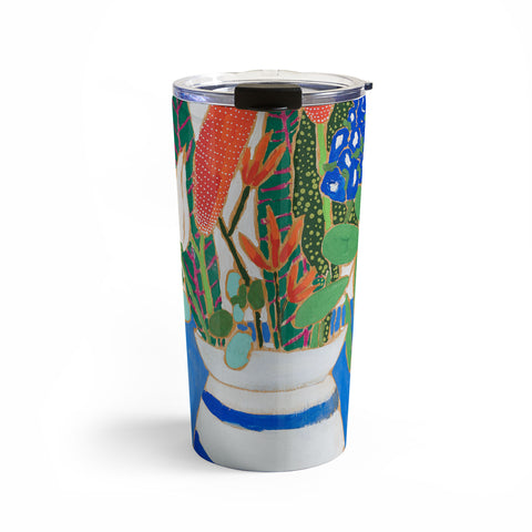 Lara Lee Meintjes Nautical Striped Vase of Flowers Travel Mug