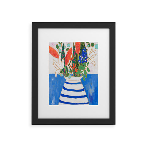 Lara Lee Meintjes Nautical Striped Vase of Flowers Framed Art Print