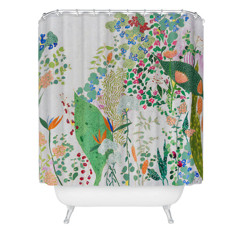 Lara Lee Meintjes Painterly Floral Jungle Shower Curtain