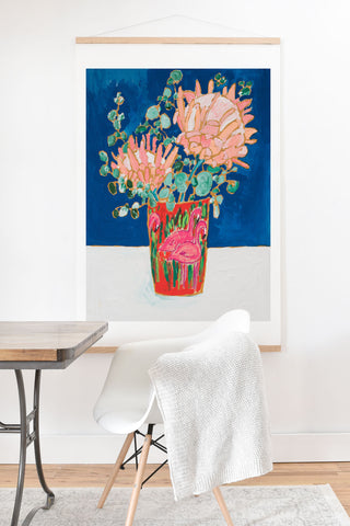 Lara Lee Meintjes Protea in Enamel Flamingo Tumbler Painting Art Print And Hanger