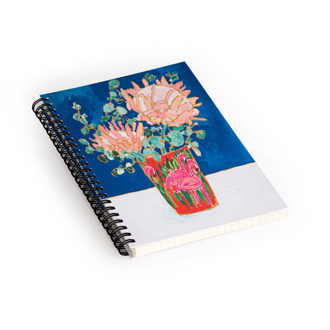 Lara Lee Meintjes Protea in Enamel Flamingo Tumbler Painting Spiral Notebook