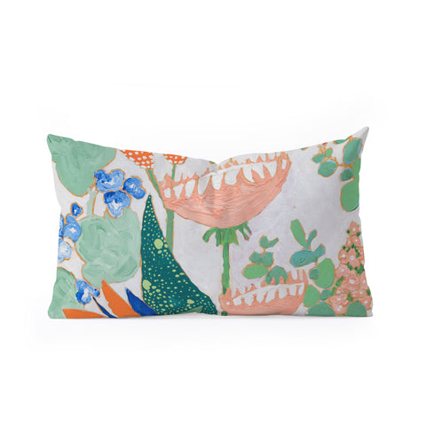 Lara Lee Meintjes Proteas and Birds of Paradise Painting Oblong Throw Pillow