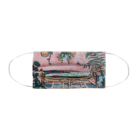 Lara Lee Meintjes Rattan Bench in Painterly Pink Jungle Room Face Mask