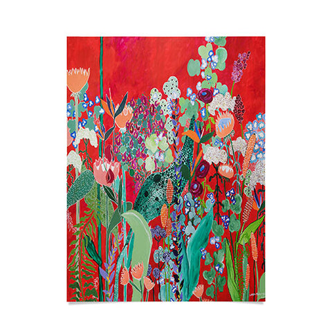 Lara Lee Meintjes Red Floral Jungle Poster