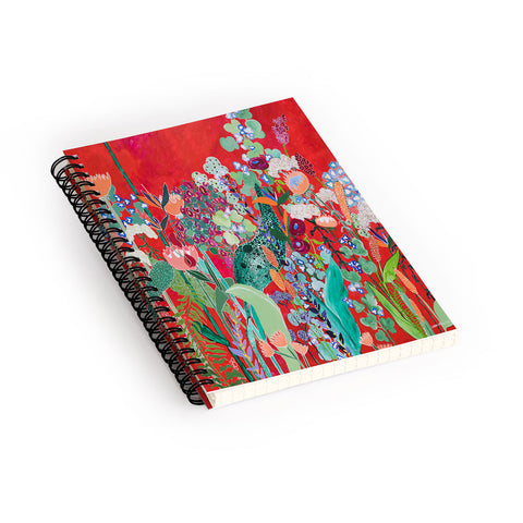 Lara Lee Meintjes Red Floral Jungle Spiral Notebook