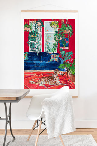Lara Lee Meintjes Red Interior With Borzoi Dog And House Plants Art Print And Hanger