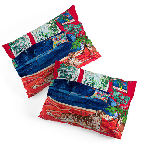 Lara Lee Meintjes Red Interior With Borzoi Dog And House Plants Pillow Shams