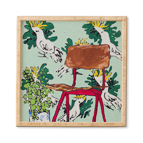 Lara Lee Meintjes School Chair and Mint Cockatoo Wallpaper Framed Wall Art