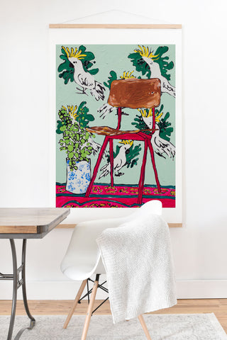 Lara Lee Meintjes School Chair and Mint Cockatoo Wallpaper Art Print And Hanger