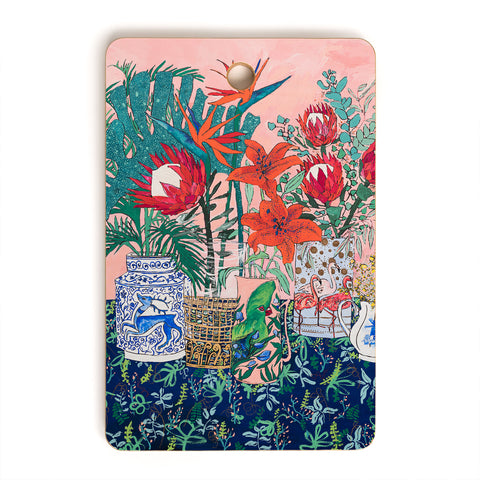 Lara Lee Meintjes The Domesticated Jungle Floral Still Life Art Cutting Board Rectangle