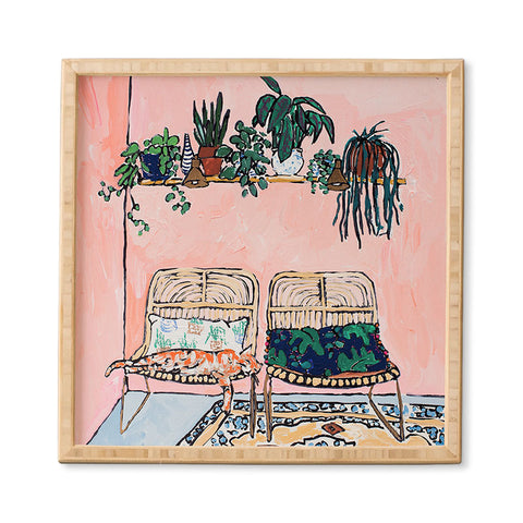 Lara Lee Meintjes Two Chairs and a Napping Ginger Cat Framed Wall Art
