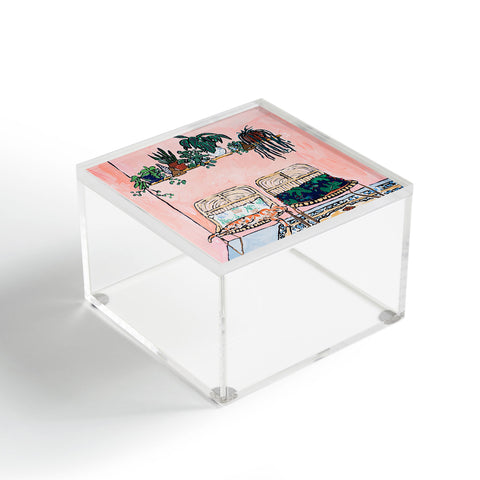 Lara Lee Meintjes Two Chairs and a Napping Ginger Cat Acrylic Box