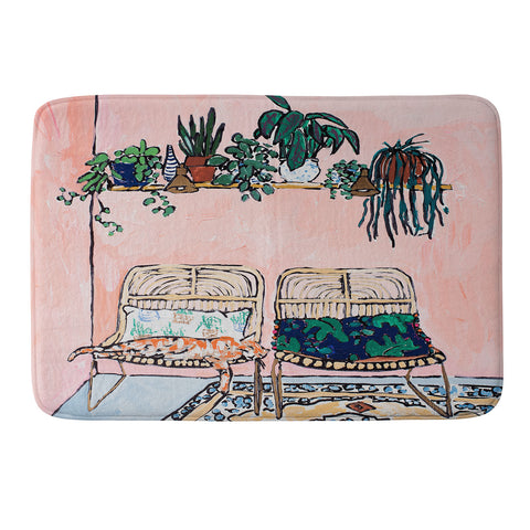 Lara Lee Meintjes Two Chairs and a Napping Ginger Cat Memory Foam Bath Mat