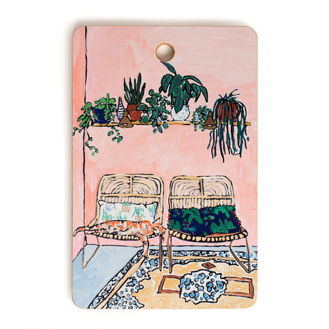 Lara Lee Meintjes Two Chairs and a Napping Ginger Cat Cutting Board Rectangle