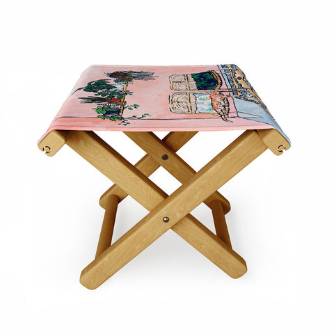 Lara Lee Meintjes Two Chairs and a Napping Ginger Cat Folding Stool