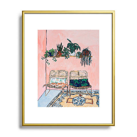 Lara Lee Meintjes Two Chairs and a Napping Ginger Cat Metal Framed Art Print