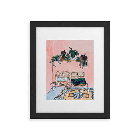 Lara Lee Meintjes Two Chairs and a Napping Ginger Cat Framed Art Print