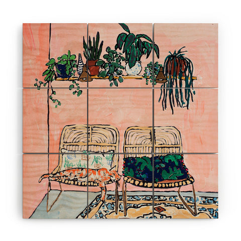 Lara Lee Meintjes Two Chairs and a Napping Ginger Cat Wood Wall Mural