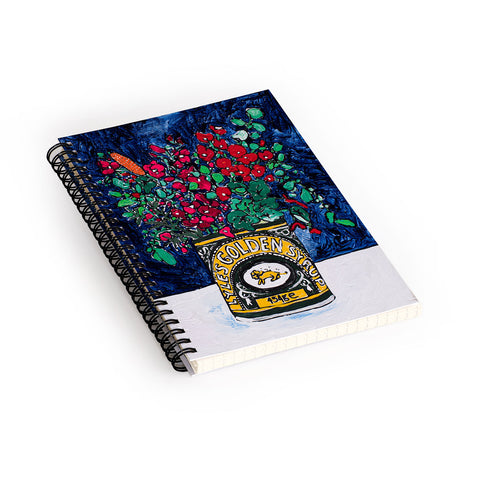 Lara Lee Meintjes Wild Flowers in Golden Syrup Tin on Blue Spiral Notebook