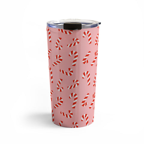 Lathe & Quill Candy Canes Pink Travel Mug