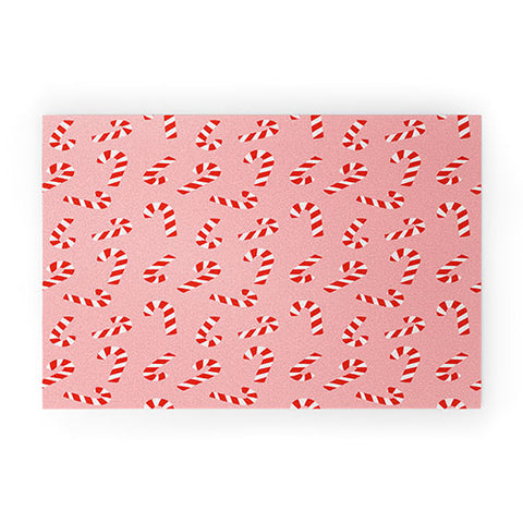 Lathe & Quill Candy Canes Pink Welcome Mat
