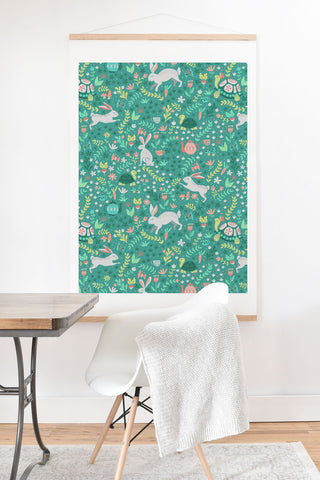 Lathe & Quill Spring Pattern of Bunnies Art Print And Hanger