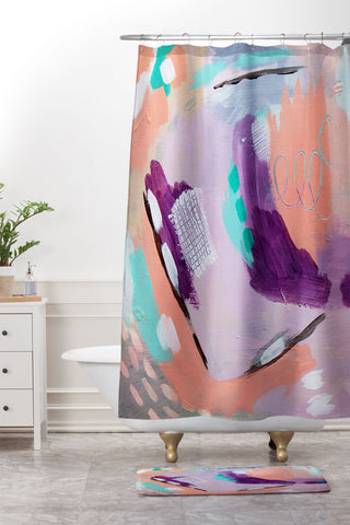 Laura Fedorowicz Ash and Blush Shower Curtain And Mat