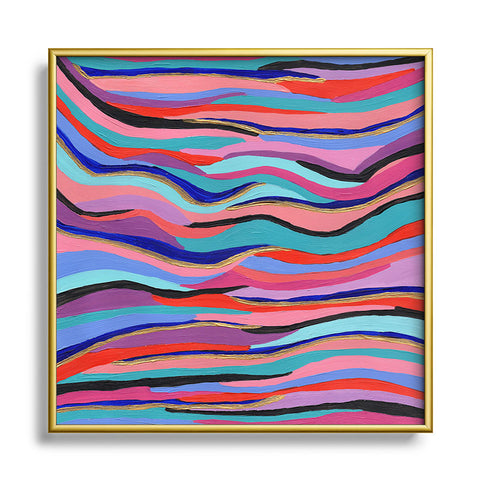 Laura Fedorowicz Azur Waves Embellished Metal Square Framed Art Print