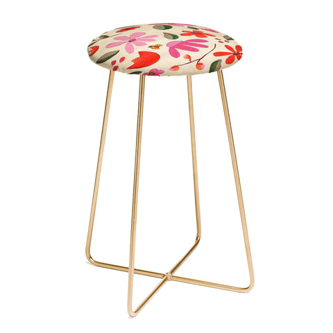 Laura Fedorowicz Fall Floral Painted Counter Stool