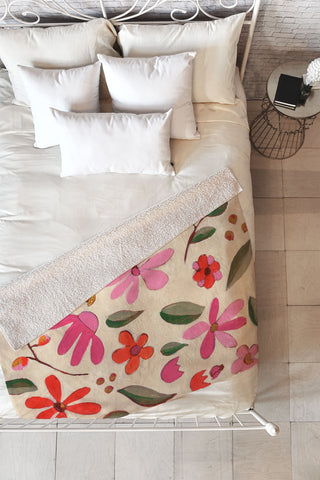 Laura Fedorowicz Fall Floral Painted Fleece Throw Blanket