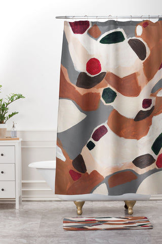 Laura Fedorowicz Gingerbread Geometric Shower Curtain And Mat