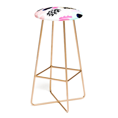 Laura Fedorowicz Hot Pink Abstract Bar Stool