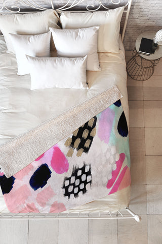Laura Fedorowicz Hot Pink Abstract Fleece Throw Blanket
