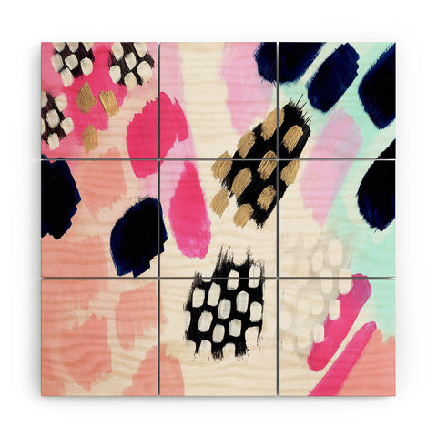 Laura Fedorowicz Hot Pink Abstract Wood Wall Mural