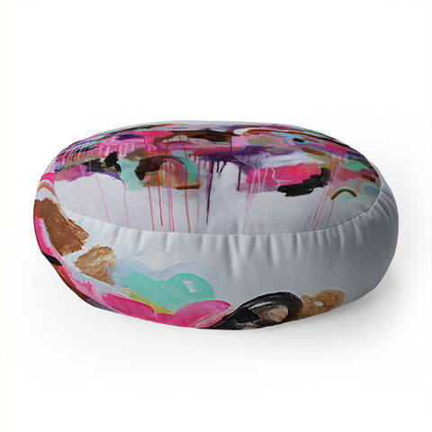 Laura Fedorowicz I Love the Flamingos Floor Pillow Round