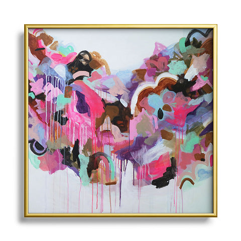 Laura Fedorowicz I Love the Flamingos Metal Square Framed Art Print