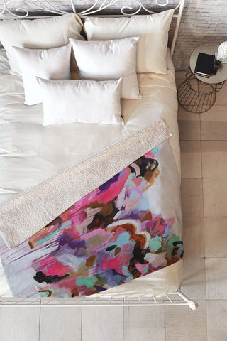 Laura Fedorowicz I Love the Flamingos Fleece Throw Blanket