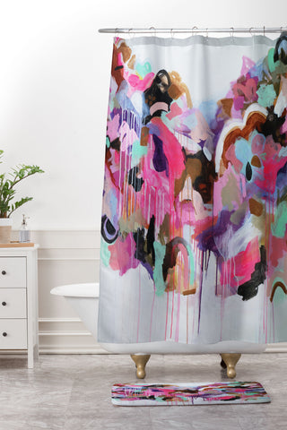Laura Fedorowicz I Love the Flamingos Shower Curtain And Mat