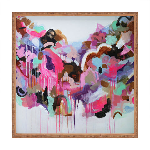 Laura Fedorowicz I Love the Flamingos Square Tray