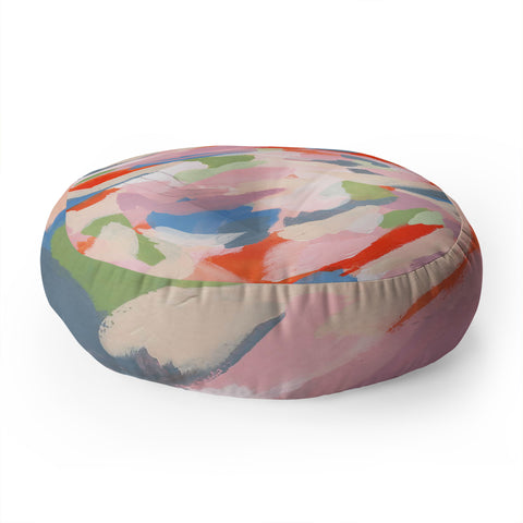 Laura Fedorowicz Peach Festival Floor Pillow Round