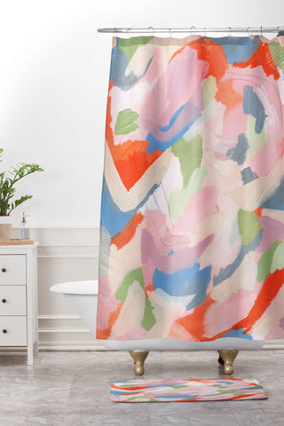 Laura Fedorowicz Peach Festival Shower Curtain And Mat