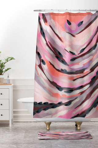 Laura Fedorowicz Peach Please Shower Curtain And Mat