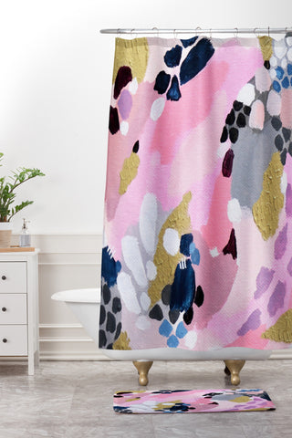 Laura Fedorowicz Pink Cloud Shower Curtain And Mat