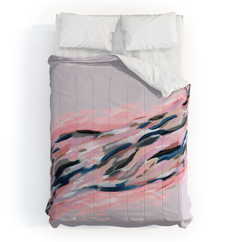 Laura Fedorowicz Pink Flutter on Grey Comforter