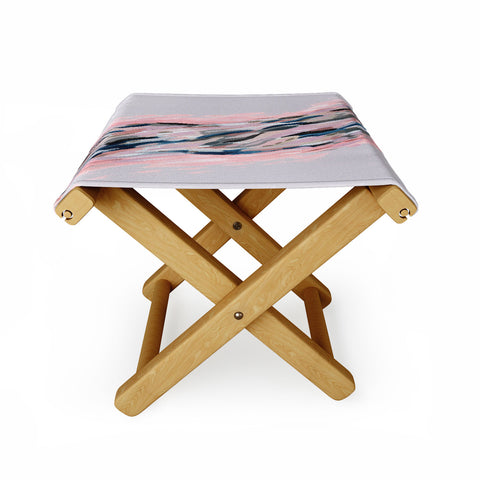 Laura Fedorowicz Pink Flutter on Grey Folding Stool