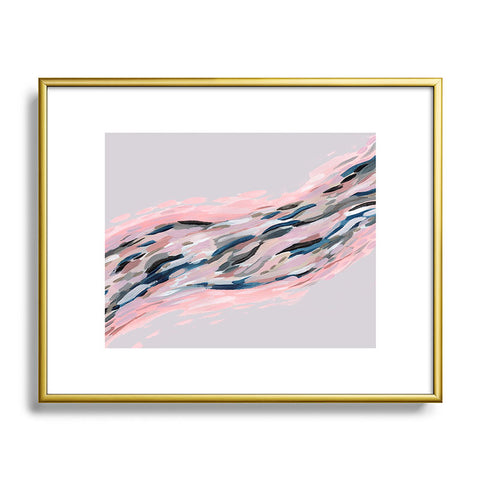 Laura Fedorowicz Pink Flutter on Grey Metal Framed Art Print